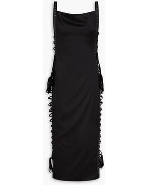 Dolce & Gabbana Lace-Up Stretch-Silk Satin Midi Dress - Black