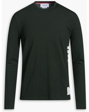 Thom Browne Striped Wool-Blend Jersey T-Shirt - Green