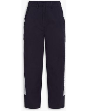 Tory Burch Cropped Cotton-Twill Tapered Pants - Blue