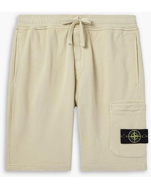 Stone Island Straight-Leg Logo-Appliquéd Cotton-Jersey Drawstring Shorts - Natural