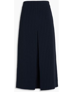 A.Emery Heller Pleated Pinstriped Crepe Midi Skirt - Blue