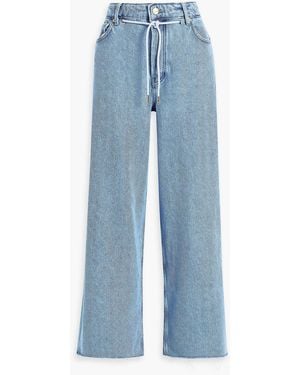 Ganni Frayed High-rise Wide-leg Jeans - Blue