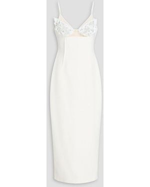 David Koma Floral-Appliquéd Crepe Midi Dress - White