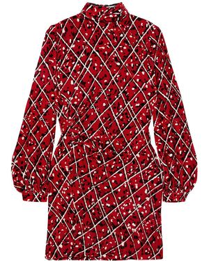 Raquel Diniz Elle gerafftes minikleid aus samt mit print - Rot