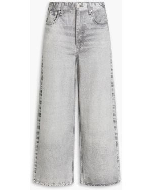 Rag & Bone Miramar Sofie Cropped Denim-Effect French Cotton-Terry Wide-Leg Pants - Gray