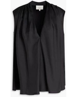 Loulou de Saison Layered Silk-twill Top - Black