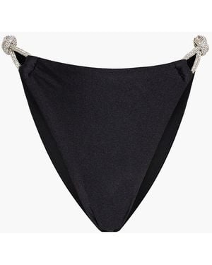 Jonathan Simkhai Darien Crystal-Embellished Mid-Rise Bikini Briefs - Black