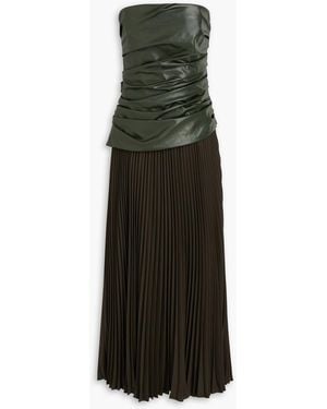 Jonathan Simkhai Arie Strapless Crepe-Paneled Maxi Dress - Green