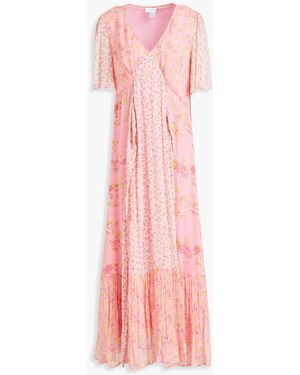 Ghost Loia Tie-back Panelled Floral-print Crepon Midi Dress - Pink