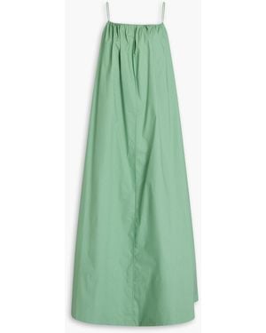 By Malene Birger Lanney Gathered Cotton-Poplin Maxi Dress - Green