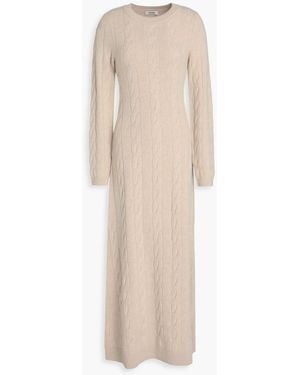 Sandro Cable-Knit Wool And Cashmere-Blend Midi Dress - Natural