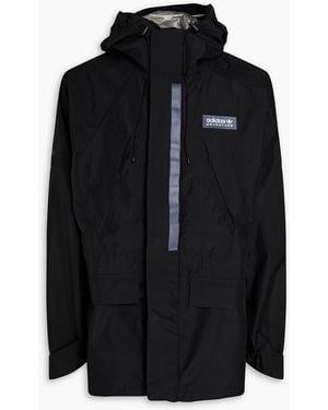 adidas Originals Logo-Print Shell Hooded Jacket - Black