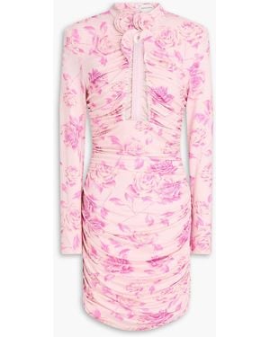 Magda Butrym Cutout Ruched Floral-Print Jersey Mini Dress - Pink
