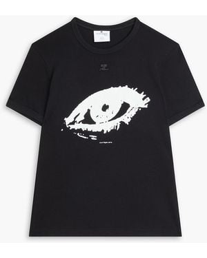Courreges Printed Cotton-jersey T-shirt - Black