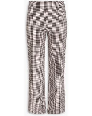 STAUD Knack Cropped Gingham Stretch-crepe Straight-leg Trousers - Grey