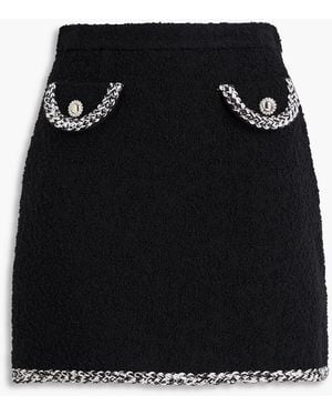 Alessandra Rich Minirock aus bouclé-tweed aus einer wollmischung mit verzierung - Schwarz
