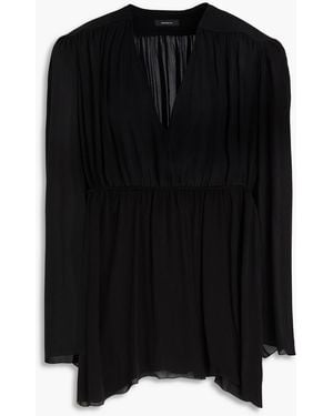 Wardrobe NYC Gathered Silk-Crepe Mini Dress - Black