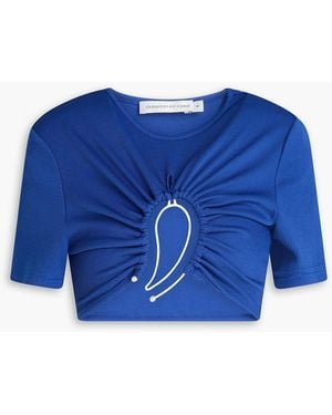 Christopher Esber Cropped Embellished Jersey Top - Blue