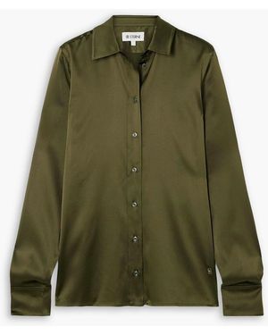 ÉTERNE Constance Silk-Blend Satin Shirt - Green