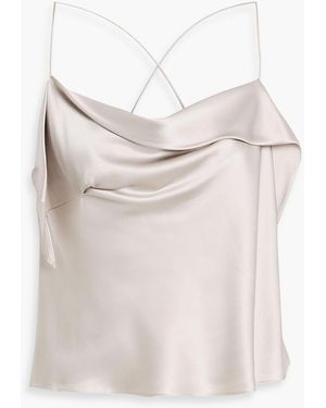 Michelle Mason Draped Silk-Satin Camisole - Metallic