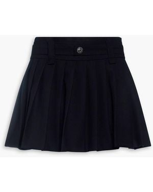 Maje Belted Pleated Twill Mini Skirt - Blue