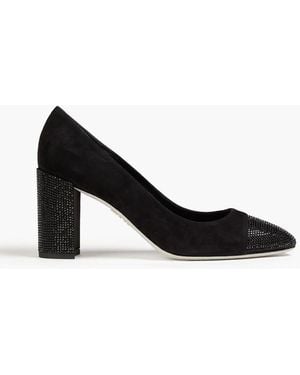 Rene Caovilla Crystal-Embellished Suede Pumps - Black