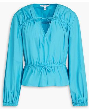 10 Crosby Derek Lam Breanna Gathered Cotton-poplin Blouse - Blue