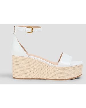 Veronica Beard Gianna Leather Wedge Sandals - White