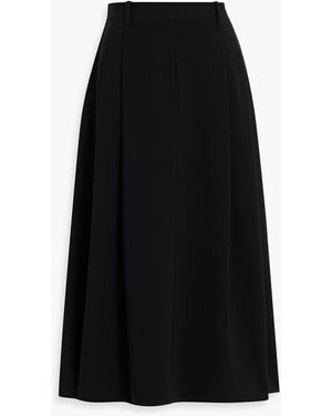 Theory Pleated Crepe Midi Skirt - Black