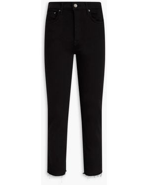 GRLFRND Frayed Cropped High-rise Slim-leg Jeans - Black