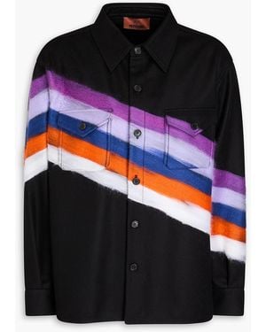 Missoni Striped Wool-blend Felt Overshirt - Black
