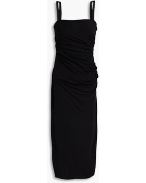 Helmut Lang Ruched Stretch-crepe Midi Dress - Black