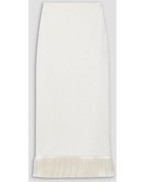 PATBO Fringed Stretch-ponte Midi Skirt - White