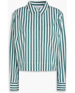 Veronica Beard Maia Striped Cotton-Blend Poplin Shirt - Blue