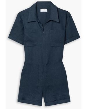 Rivet Utility Runaround Linen Playsuit - Blue