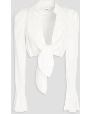 Aje. Nicole Cropped Linen-blend Blouse - White