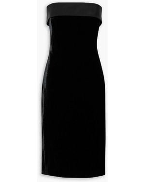Ralph Lauren Cantrelle Strapless Silk-Twill Trimmed Stretch-Velvet Midi Dress - Black