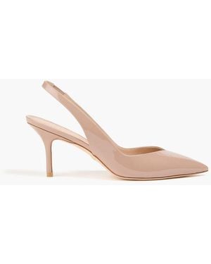 Stuart Weitzman Eva 75 Patent-Leather Slingback Court Shoes - Pink