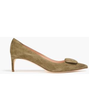 Rupert Sanderson Nora Embellished Suede Court Shoes - Green