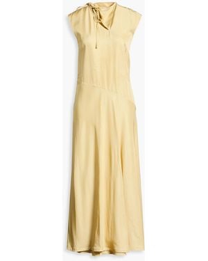 Jil Sander Bow-Detailed Satin Maxi Dress - Metallic