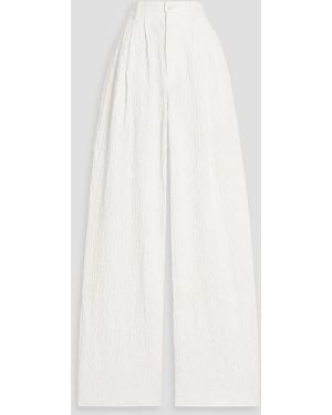 Ronny Kobo Krew Cotton-Blend Cloqué Wide-Leg Pants - White