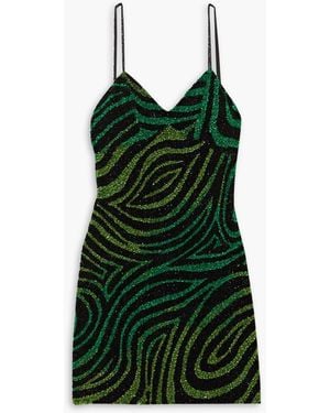 Ashish Sequined Chiffon Mini Dress - Green