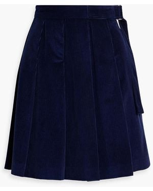 Weekend by Maxmara Zucca Pleated Cotton-Corduroy Mini Skirt - Blue