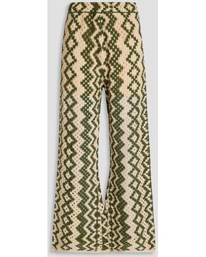 Sandro Crochet-Knit Cotton-Blend Wide-Leg Trousers - White
