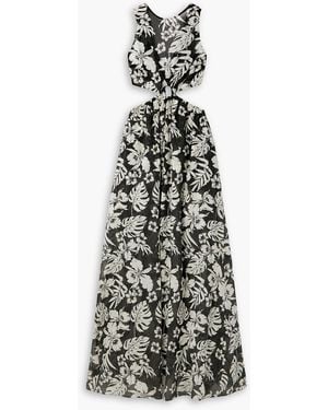 Miguelina Idris Cutout Printed Cotton-gauze Maxi Dress - White