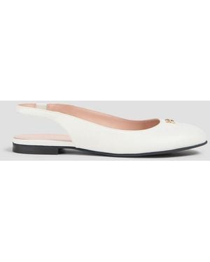 Bally Embellished Leather Slingback Flats - White