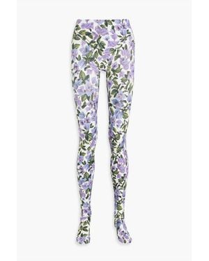 FARM Rio Floral-Print Stretch-Jersey Leggings - Blue
