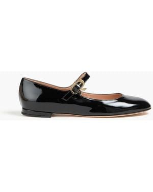 Gianvito Rossi Mary Ribbon Patent-Leather Mary Jane Flats - Black