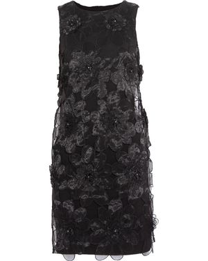 Badgley Mischka Embellished Organza-Paneled Twill Mini Dress - Black