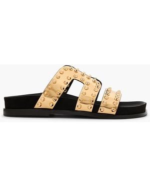 Sandro Spiked Mirrored-leather Sandals - Metallic